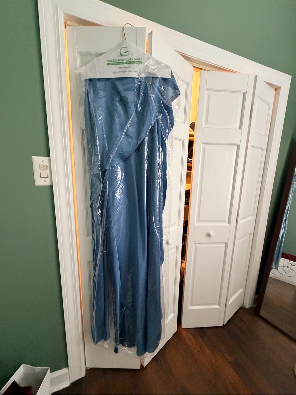SIMKHAI IZEL GOWN One-Shoulder baby blue Maxi Dress with Draped Cape - Picture 5 of 8
